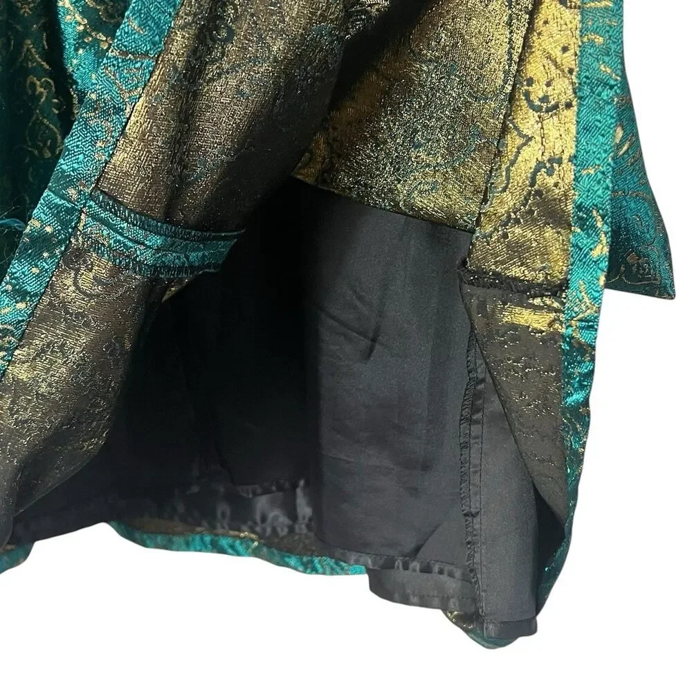 The Children’s Place Girls Dress Size 14 Teal Green Gold Brocade Party Holiday
